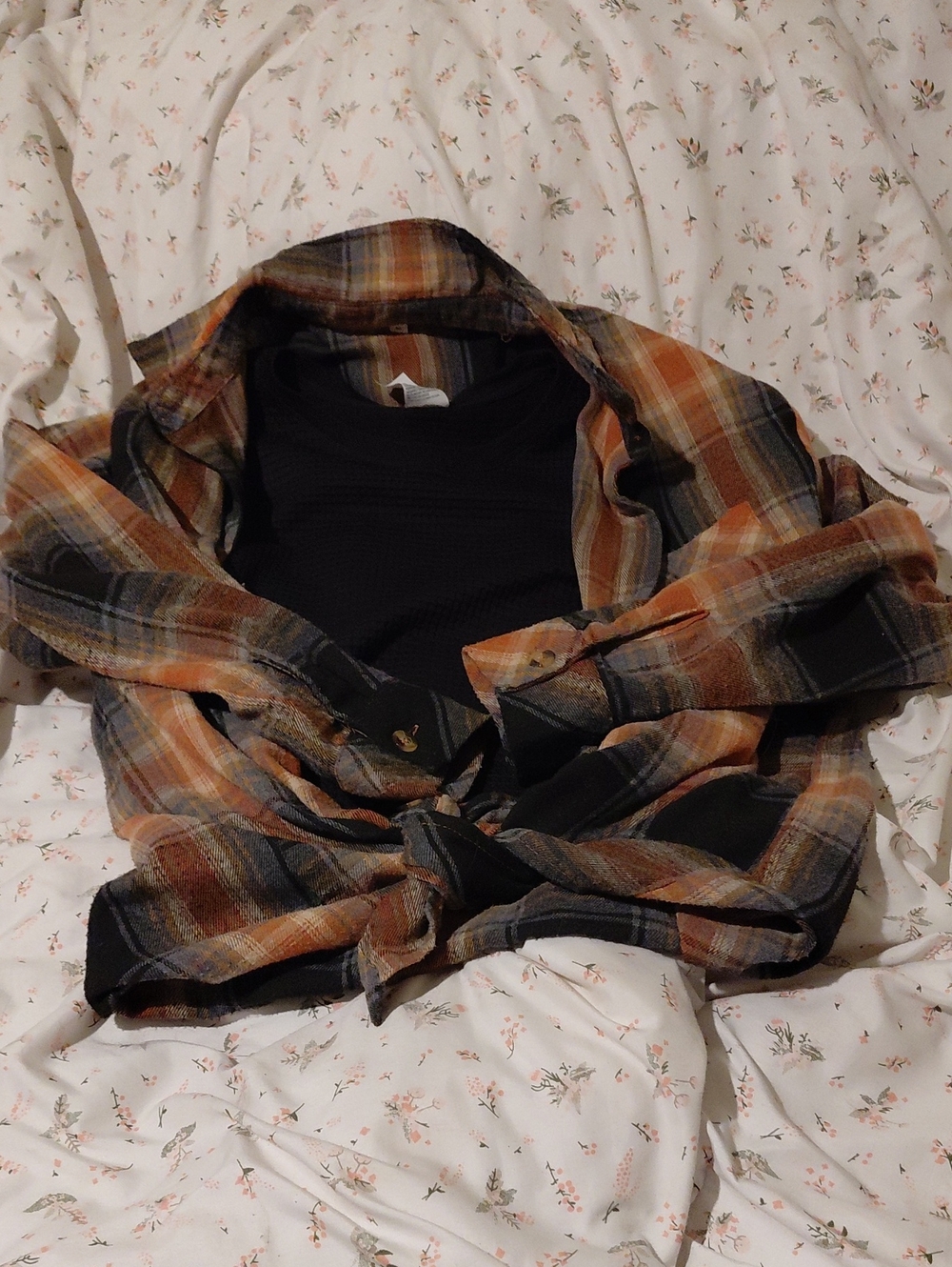Plaid Flannel Shirt - Black & Rust